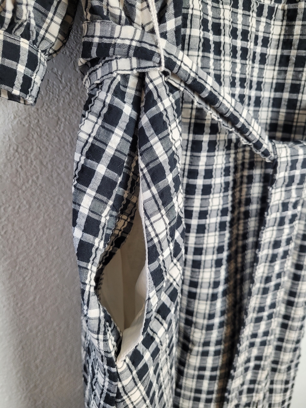 A New Day Black and Cream Plaid Wrap Midi Dress - Picture 8 of 14